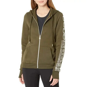 NEW Bebe Sports Reflector Print Jacket Zip-Up Hoodie Regular Fit Green Womens XL